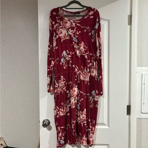 Floral Maxi Dress in Red by [Brand]
